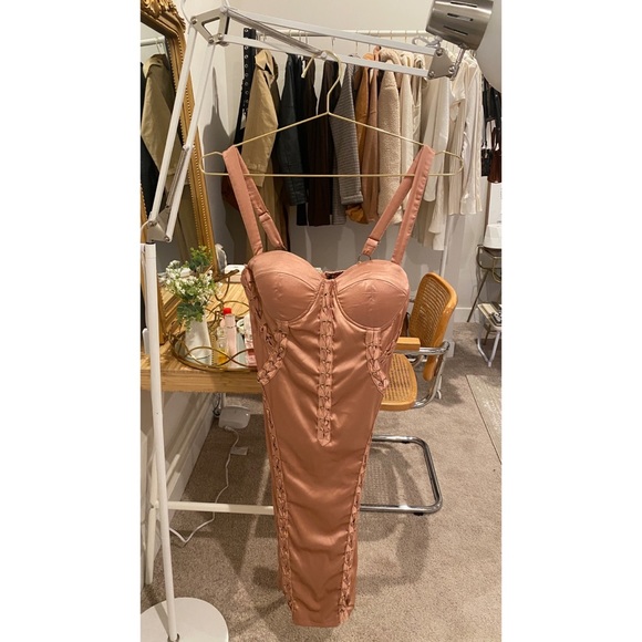Fashion Nova Laced in Satin Midi Dress in Mauve - Picture 2 of 6